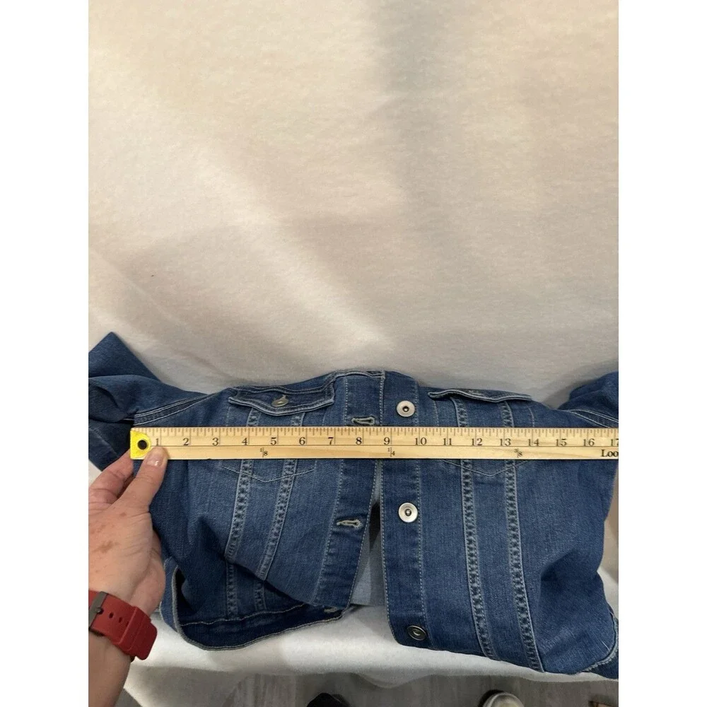 Children's Place Girl’s Denim Jean Jacket Girls 16 Stretch Denim Blue Button NWT